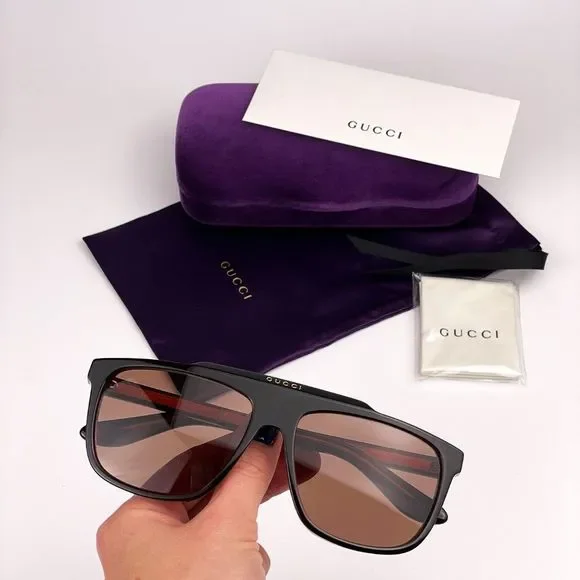 GUCCI GG1039S 003 Sunglasses Aviator Black Red Brown Men display picture 3